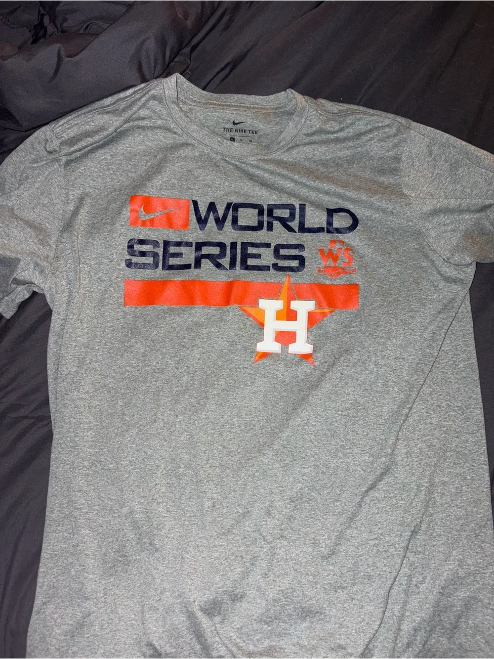 Nike Gray Tee with Navy and Orange World Series Graphics XL mens